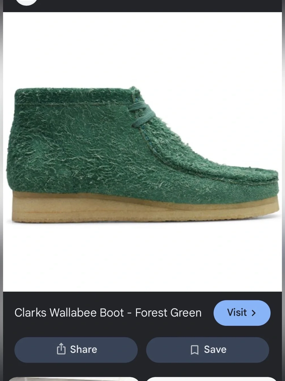 Clarks wallabee boot in forest green mens 10